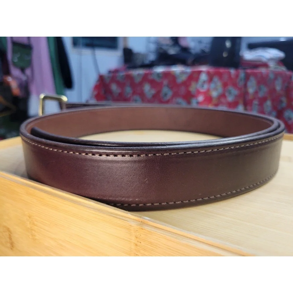 Forest Hill Brown Leather Belt Mens Size 48 Made in USA Brass Buckle‎ Handcraft